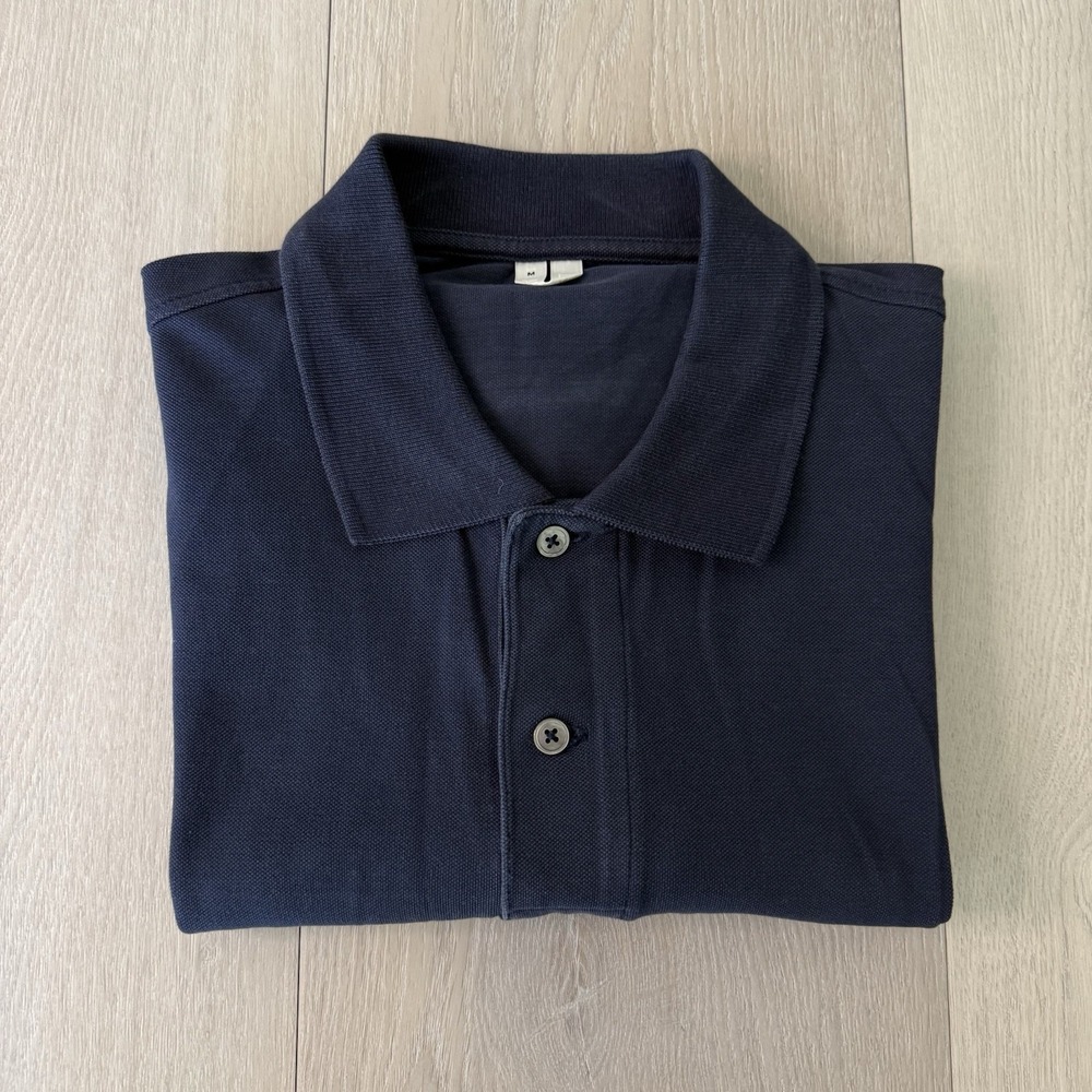 Arket Polo Shirt Men's Size M Medium Navy Blue Supima Cotton